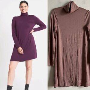 Kit & Ace Sz XS Brushed Dusty Pink Super Soft Turtleneck Relaxed Dress